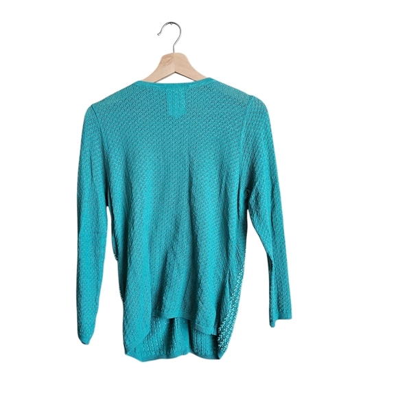Yoana Baraschi teal Blue retro Beaded Green Crochet Cardigan Sweater Size XL - Picture 2 of 5